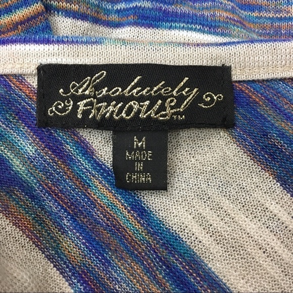 ABSOLUTELY FAMOUS Top Stripe Heathered Space Dye Asymmetrical Woven Size Medium - Picture 5 of 7